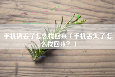 手机搞丢了怎么找回来（手机丢失了,怎么找回来？）
