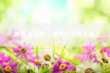 免费 云手机（免费云手机下载）