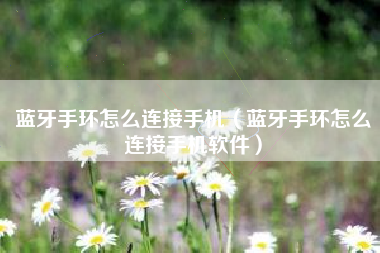 蓝牙手环怎么连接手机（蓝牙手环怎么连接手机软件）