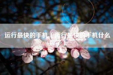运行最快的手机（运行最快的手机什么牌子）
