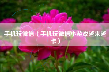 手机玩微信（手机玩微信小游戏越来越卡）