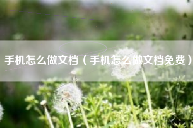 手机怎么做文档（手机怎么做文档免费）