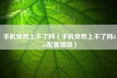 手机突然上不了网（手机突然上不了网dns配置错误）