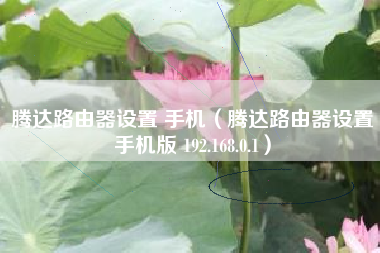腾达路由器设置 手机（腾达路由器设置手机版 192.168.0.1）