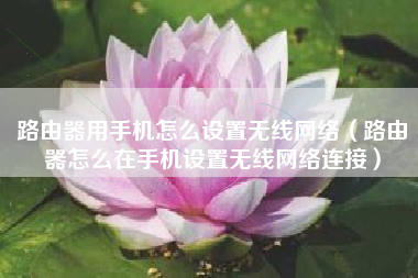 路由器用手机怎么设置无线网络（路由器怎么在手机设置无线网络连接）