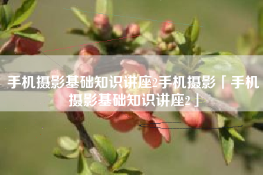 手机摄影基础知识讲座2手机摄影「手机摄影基础知识讲座2」