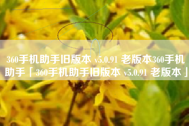 360手机助手旧版本 v5.0.91 老版本360手机助手「360手机助手旧版本 v5.0.91 老版本」