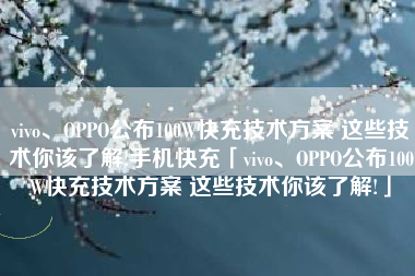 vivo、OPPO公布100W快充技术方案 这些技术你该了解!手机快充「vivo、OPPO公布100W快充技术方案 这些技术你该了解!」