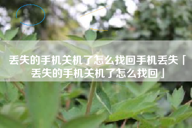 丢失的手机关机了怎么找回手机丢失「丢失的手机关机了怎么找回」