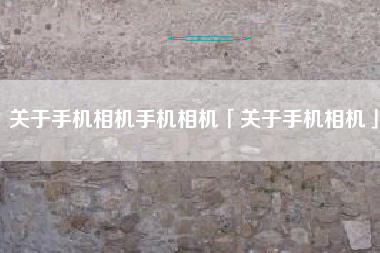 关于手机相机手机相机「关于手机相机」