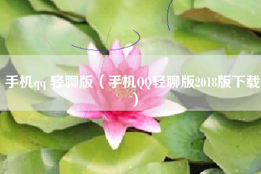 手机qq 轻聊版（手机QQ轻聊版2018版下载）