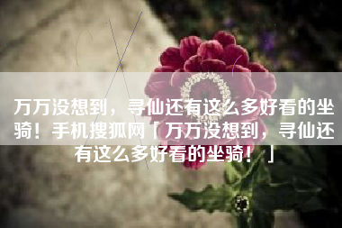 万万没想到，寻仙还有这么多好看的坐骑！手机搜狐网「万万没想到，寻仙还有这么多好看的坐骑！」
