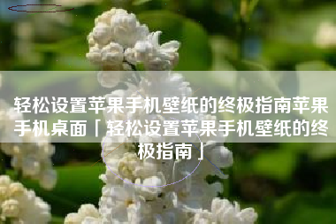 轻松设置苹果手机壁纸的终极指南苹果手机桌面「轻松设置苹果手机壁纸的终极指南」