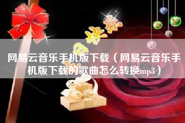 网易云音乐手机版下载（网易云音乐手机版下载的歌曲怎么转换mp3）