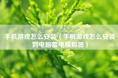手机游戏怎么安装（手机游戏怎么安装到电脑雷电模拟器）