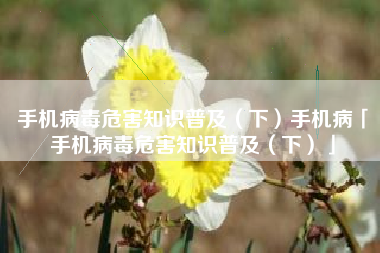 手机病毒危害知识普及（下）手机病「手机病毒危害知识普及（下）」