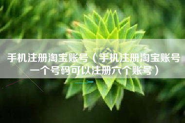 手机注册淘宝账号（手机注册淘宝账号一个号码可以注册六个账号）