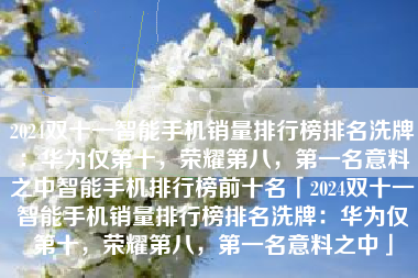 2024双十一智能手机销量排行榜排名洗牌：华为仅第十，荣耀第八，第一名意料之中智能手机排行榜前十名「2024双十一智能手机销量排行榜排名洗牌：华为仅第十，荣耀第八，第一名意料之中」