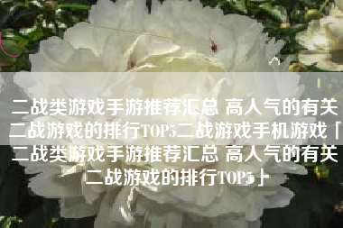 二战类游戏手游推荐汇总 高人气的有关二战游戏的排行TOP5二战游戏手机游戏「二战类游戏手游推荐汇总 高人气的有关二战游戏的排行TOP5」