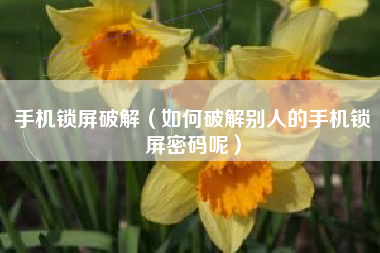 手机锁屏破解（如何破解别人的手机锁屏密码呢）