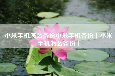 小米手机怎么备份小米手机备份「小米手机怎么备份」