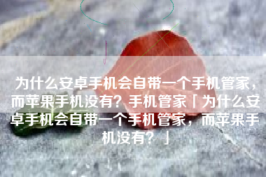为什么安卓手机会自带一个手机管家，而苹果手机没有？手机管家「为什么安卓手机会自带一个手机管家，而苹果手机没有？」