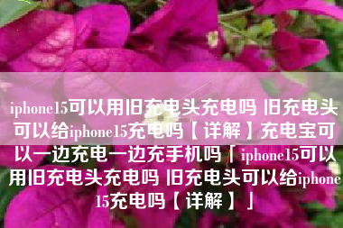 iphone15可以用旧充电头充电吗 旧充电头可以给iphone15充电吗【详解】充电宝可以一边充电一边充手机吗「iphone15可以用旧充电头充电吗 旧充电头可以给iphone15充电吗【详解】」