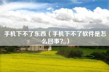 手机下不了东西（手机下不了软件是怎么回事？）