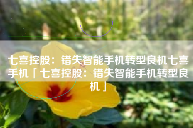 七喜控股：错失智能手机转型良机七喜手机「七喜控股：错失智能手机转型良机」