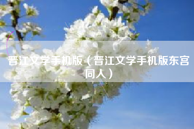 晋江文学手机版（晋江文学手机版东宫同人）