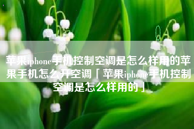 苹果iphone手机控制空调是怎么样用的苹果手机怎么开空调「苹果iphone手机控制空调是怎么样用的」