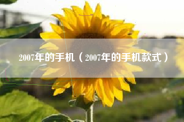 2007年的手机（2007年的手机款式）