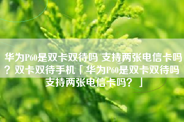 华为P60是双卡双待吗 支持两张电信卡吗？双卡双待手机「华为P60是双卡双待吗 支持两张电信卡吗？」