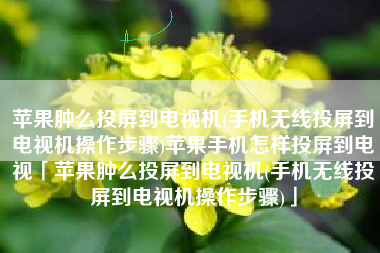 苹果肿么投屏到电视机(手机无线投屏到电视机操作步骤)苹果手机怎样投屏到电视「苹果肿么投屏到电视机(手机无线投屏到电视机操作步骤)」