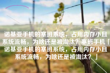 诺基亚手机的塞班系统，占用内存小且系统流畅，为啥还是被淘汰？塞班手机「诺基亚手机的塞班系统，占用内存小且系统流畅，为啥还是被淘汰？」