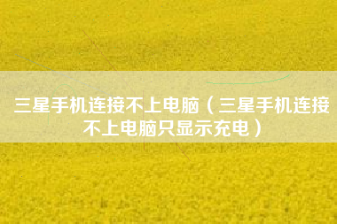 三星手机连接不上电脑（三星手机连接不上电脑只显示充电）