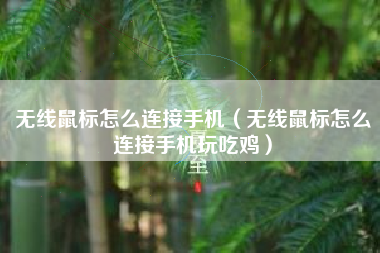 无线鼠标怎么连接手机（无线鼠标怎么连接手机玩吃鸡）