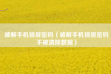 破解手机锁屏密码（破解手机锁屏密码不被清除数据）