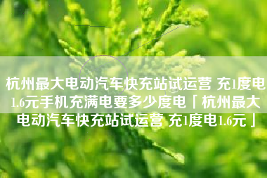 杭州最大电动汽车快充站试运营 充1度电1.6元手机充满电要多少度电「杭州最大电动汽车快充站试运营 充1度电1.6元」