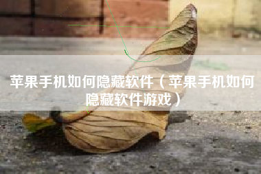 苹果手机如何隐藏软件（苹果手机如何隐藏软件游戏）