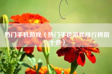 热门手机游戏（热门手机游戏排行榜前十名）