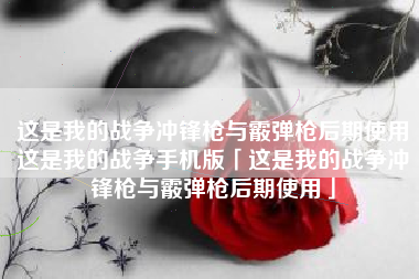 这是我的战争冲锋枪与霰弹枪后期使用这是我的战争手机版「这是我的战争冲锋枪与霰弹枪后期使用」
