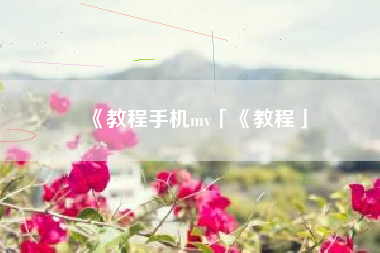 《教程手机mv「《教程」