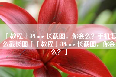 「教程」iPhone 长截图，你会么？手机怎么截长图「「教程」iPhone 长截图，你会么？」