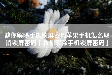 教你解除手机锁屏密码苹果手机怎么取消锁屏密码「教你解除手机锁屏密码」