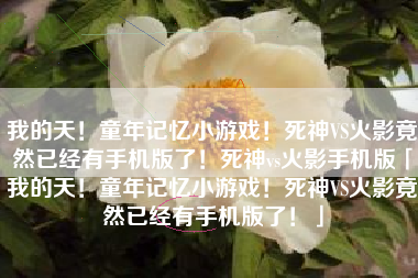我的天！童年记忆小游戏！死神VS火影竟然已经有手机版了！死神vs火影手机版「我的天！童年记忆小游戏！死神VS火影竟然已经有手机版了！」