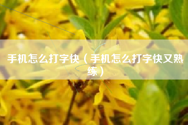 手机怎么打字快（手机怎么打字快又熟练）