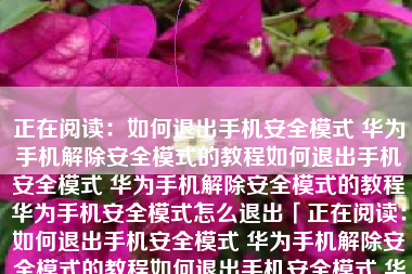 正在阅读：如何退出手机安全模式 华为手机解除安全模式的教程如何退出手机安全模式 华为手机解除安全模式的教程华为手机安全模式怎么退出「正在阅读：如何退出手机安全模式 华为手机解除安全模式的教程如何退出手机安全模式 华为手机解除安全模式的教程」