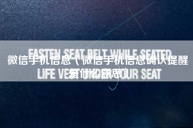 微信手机信息（微信手机信息确认提醒是什么意思）