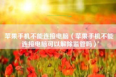 苹果手机不能连接电脑（苹果手机不能连接电脑可以解除监管吗）